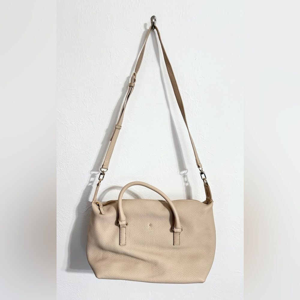 Kate Spade Henry Lane Emmy pebbled leather crossbody satchel, Ostrich Egg cream